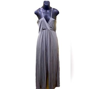 SIENNA SKY MOSS GREEN JUMPSUIT ADJUSTABLE STRAPS CRISSCROSS V-NECK SZ L